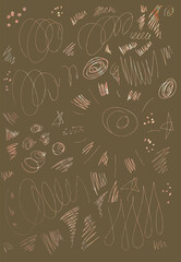 doodle drawn watercolor cut out vector design elements set