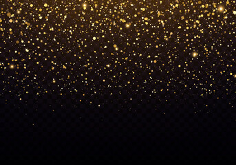 Naklejka na ściany i meble Abstract falling golden lights. Magic gold dust and glare. Glitter background.