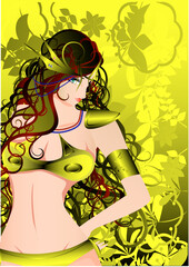 女性、戦士、花