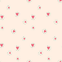 Abstract seamless pattern of hearts on background. 