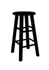 Black silhouette of wooden stool on the white background.