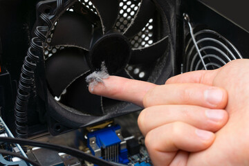 Dust on a finger swiped from dirty pc components