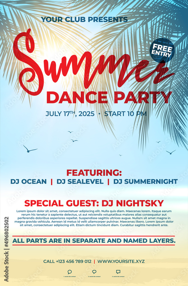 Canvas Prints template for summer party poster with sample text