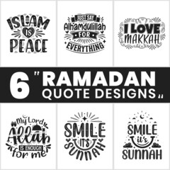 Ramadan bundle. 6 Ramadan quotes, Islamic design bundles.