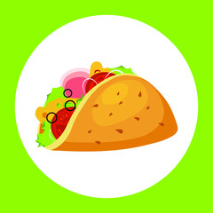 Taco Mexican Food Cartoon Vector Icon Illustration. Tasty fast food vector. Mexican taco icon.