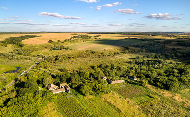 Landscape of the Central Russian Upland. Turayevka village, Kursk region, near the Russia - Ukraine border