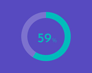 59 Percentage diagrams on blue color background HD, pie chart for Your documents, reports, 59% circle percentage diagrams for infographics