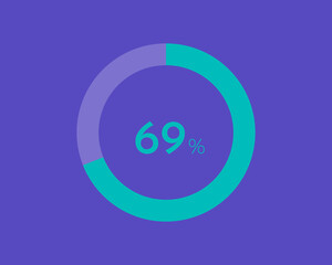 69 Percentage diagrams on blue color background HD, pie chart for Your documents, reports, 69% circle percentage diagrams for infographics