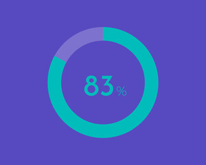 83 Percentage diagrams on blue color background HD, pie chart for Your documents, reports, 83% circle percentage diagrams for infographics