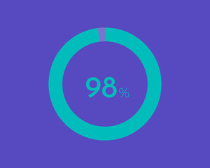 98 Percentage diagrams on blue color background HD, pie chart for Your documents, reports, 98% circle percentage diagrams for infographics