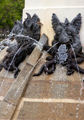 Statue in fountain in el retiro park in Madrid, Spain