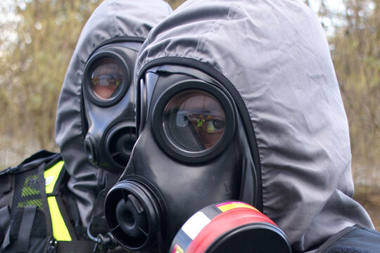 Chemical Warfare. Decontamination Unit. Exposed In A Chemical Contaminated Hot Zone. Chemical. Biological. Radiological And Nuclear Defence Are Protective Clothing