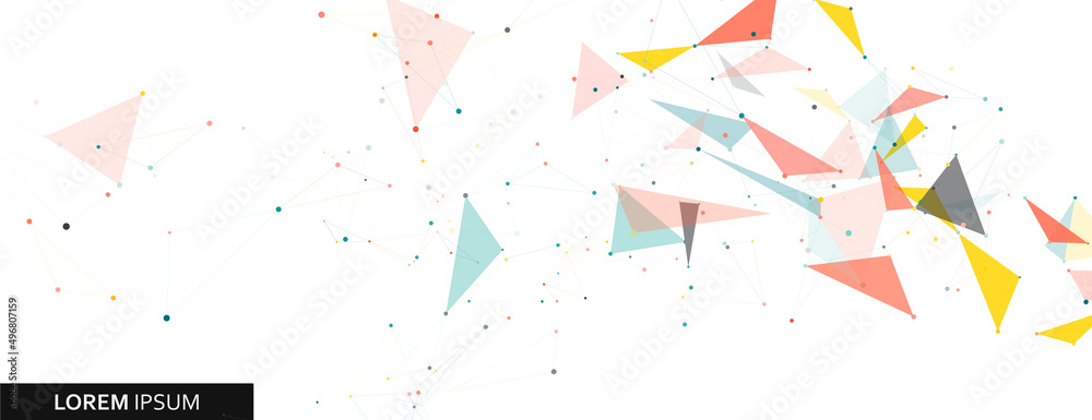 Aufkleber network connection technology. vector connect polygonal design. color triangle concept
