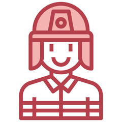 FIREFIGHTER red line icon,linear,outline,graphic,illustration
