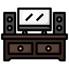 HOME THEATER filled outline icon,linear,outline,graphic,illustration
