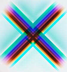 bright colourful illustration of neon glowing lights in a cross pattern 