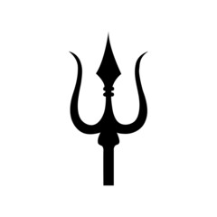 Trident or trishool icon. Trident hindu weapon vector.