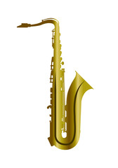 Fototapeta na wymiar Saxophone isolated on white. Blow musical instrument.