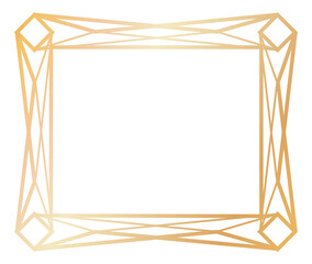 Retro golden frame. Geometric corner line pattern