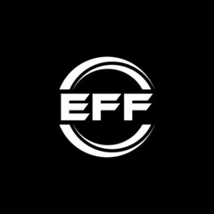 EFF letter logo design with black background in illustrator, vector logo modern alphabet font overlap style. calligraphy designs for logo, Poster, Invitation, etc.