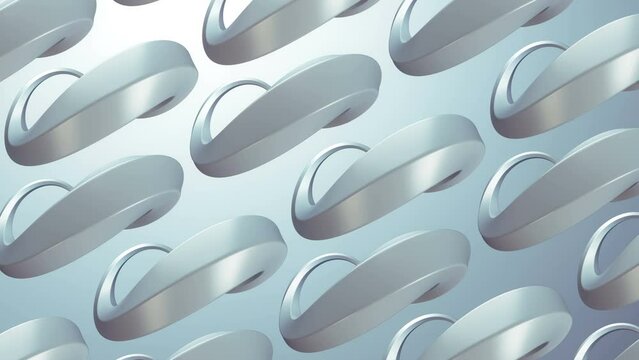 Moving pattern of white curved mathematical figures. 3d rendering loop animation