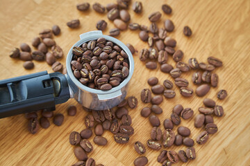 Coffee beans in the coffee horn