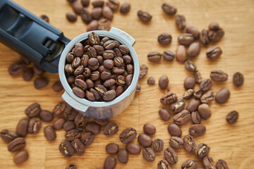 Coffee beans in the coffee horn