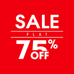 75 percent price off icon, label or tag. Sale banner. RED discount badge or Discount offer price sign. Vector illustration