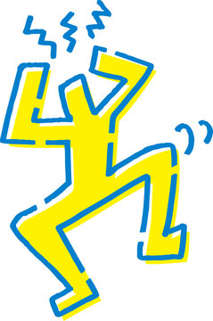 yellow figure dancing with blue outline clip art preview