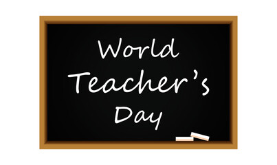 World happy teachers' day. Happy teacher's day card or banner with black chalkboard. 