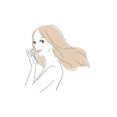 髪をなびかせる美しい女性