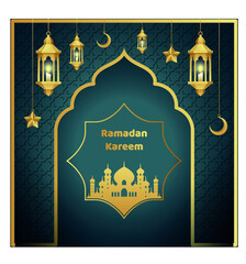Ramadan kareem ornamental background with lamp design templates