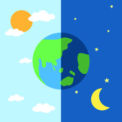 Vector Earth with day and night.