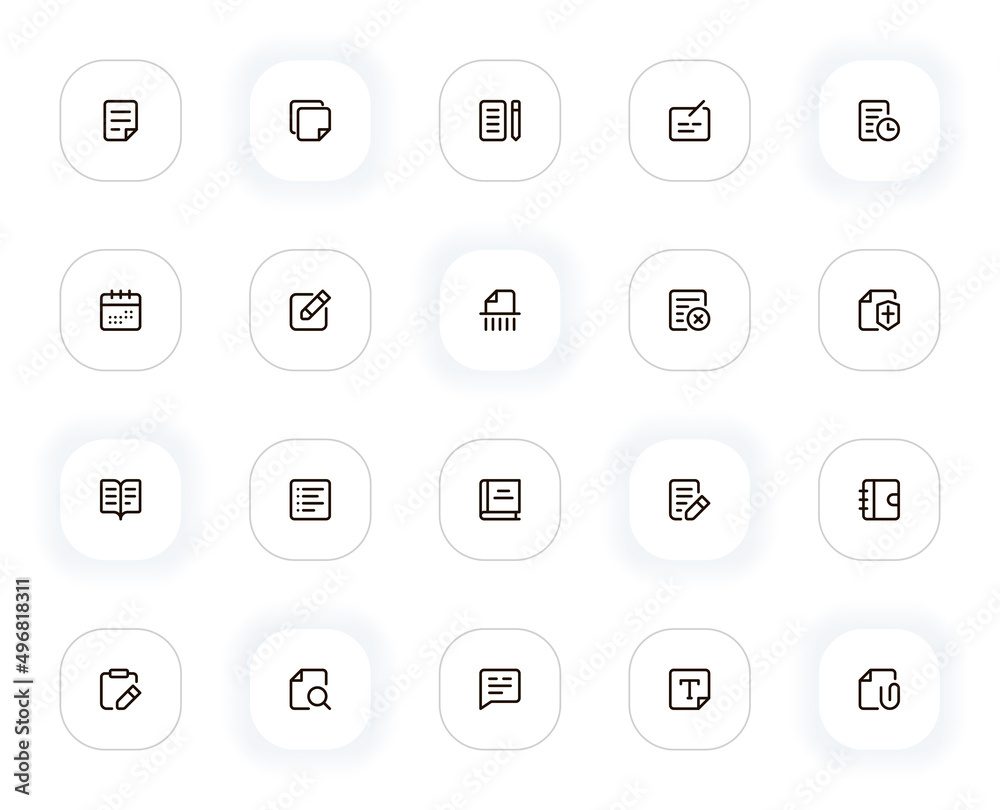 Aufkleber Content edit line icons set. Editable Stroke. 24x24 Pixel Perfect.