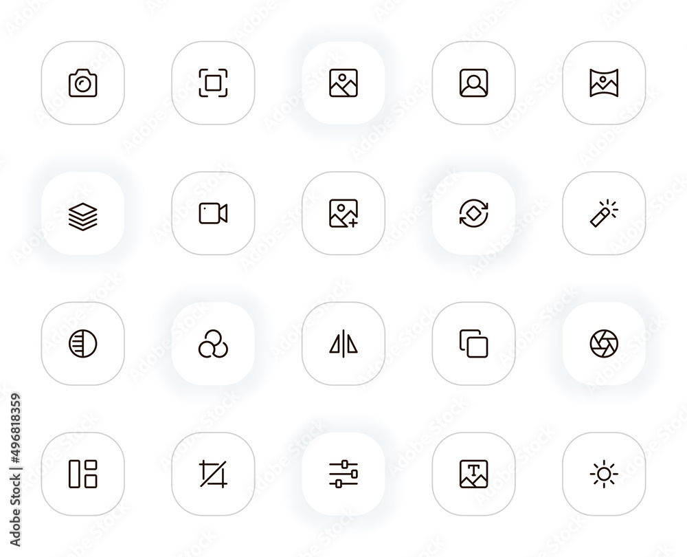 Poster photo edit line icons set. editable stroke. 24x24 pixel perfect.