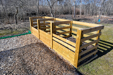 Garden compost with three compartments for different stages of compost
