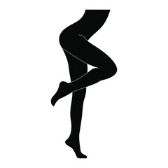 Beautiful slender female legs, black sign on a white background, vector illustration