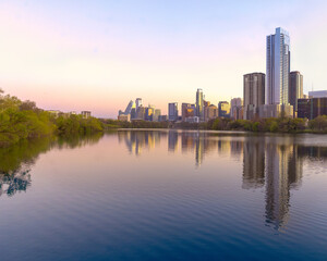 Fototapeta na wymiar Downtown Austin at Sunrise - Circa 2022