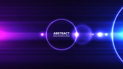 Vector illustration of abstract blue and purple background with horizontal lines and light flare for your design