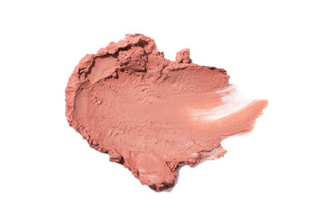 Nude color matte lipstick or lip gloss smear. Beauty or makeup product swatch isolated on white.