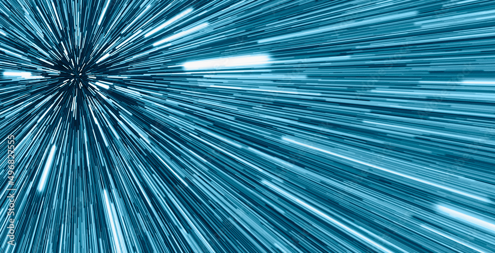 Aufkleber hyperspace jump - space travelling in the speed of light - abstract light with fibre-optic.
