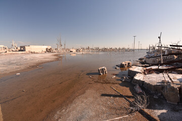 View of the ruins in Villa Epecuen, a tourist village in Buenos Aires Province, Argentina