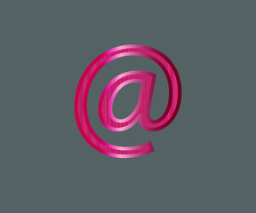 Red @ sign. vector illustration.