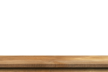Empty old wood table on isolate white background and display montage with copy space for product.