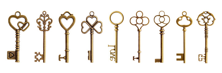 Vintage key set on isolate white background