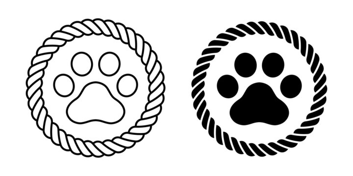 dog paw vector icon footprint rope logo french bulldog cartoon symbol character illustration doodle design clip art
