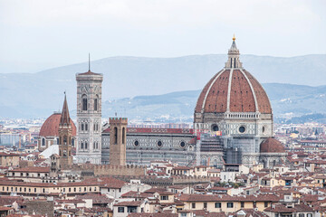 Fototapeta na wymiar Florence (Firenze) cityscape, Italy. Cityscape of Florence showing 3 of the most important landmarks of Tuscany