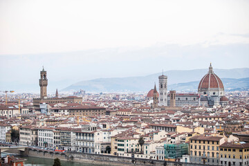 Fototapeta premium Florence (Firenze) cityscape, Italy. Cityscape of Florence showing 3 of the most important landmarks of Tuscany