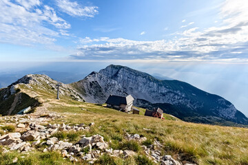 The Rifugio Gaetano Barana at Cima Telegrafo. Baldo massif, Verona province, Veneto, Italy, Europe.