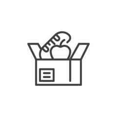 Food donation box line icon